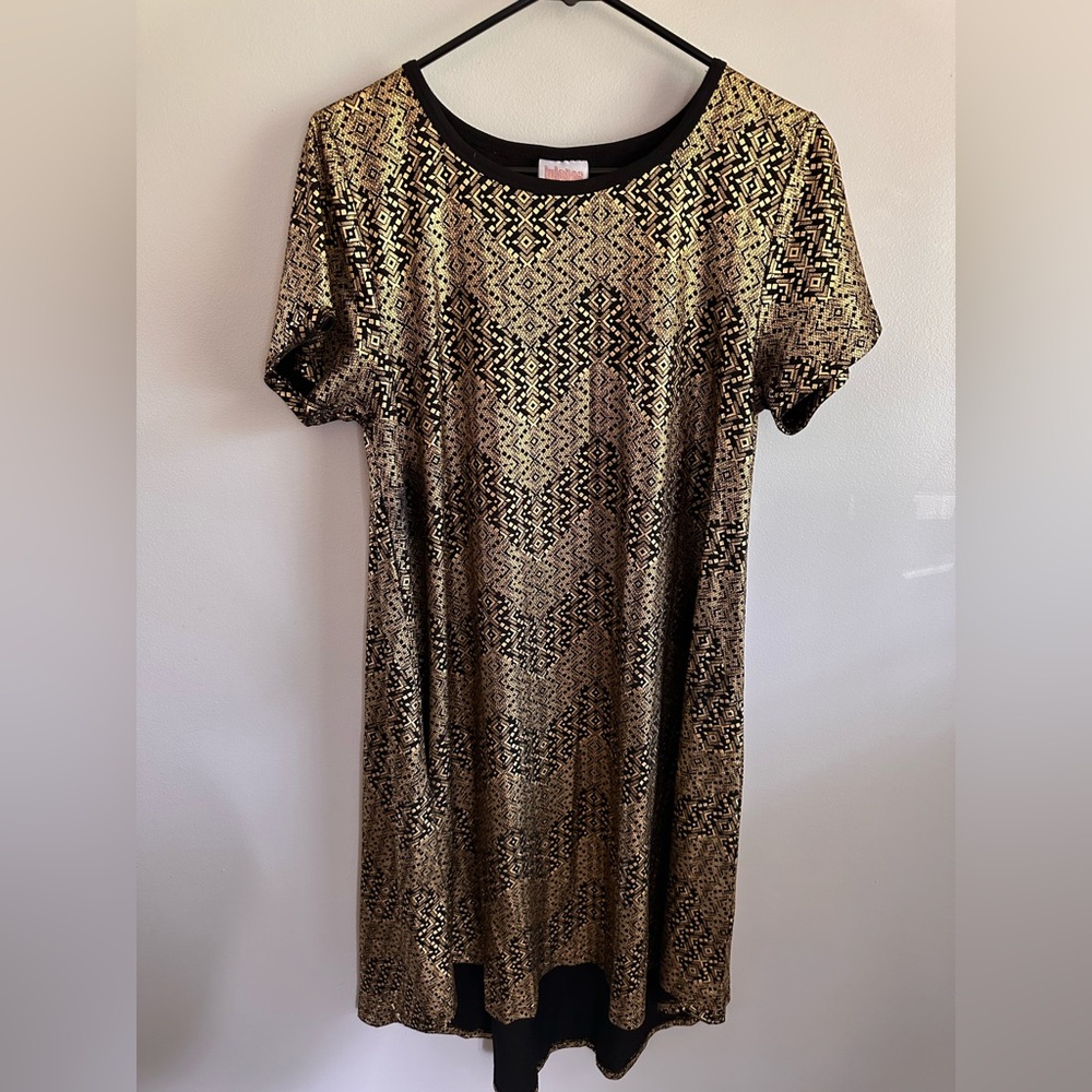 LuLaRoe Gold Foil Carly Dress